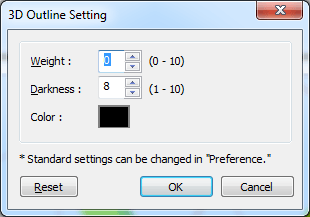 3D Outline settings in Comipo