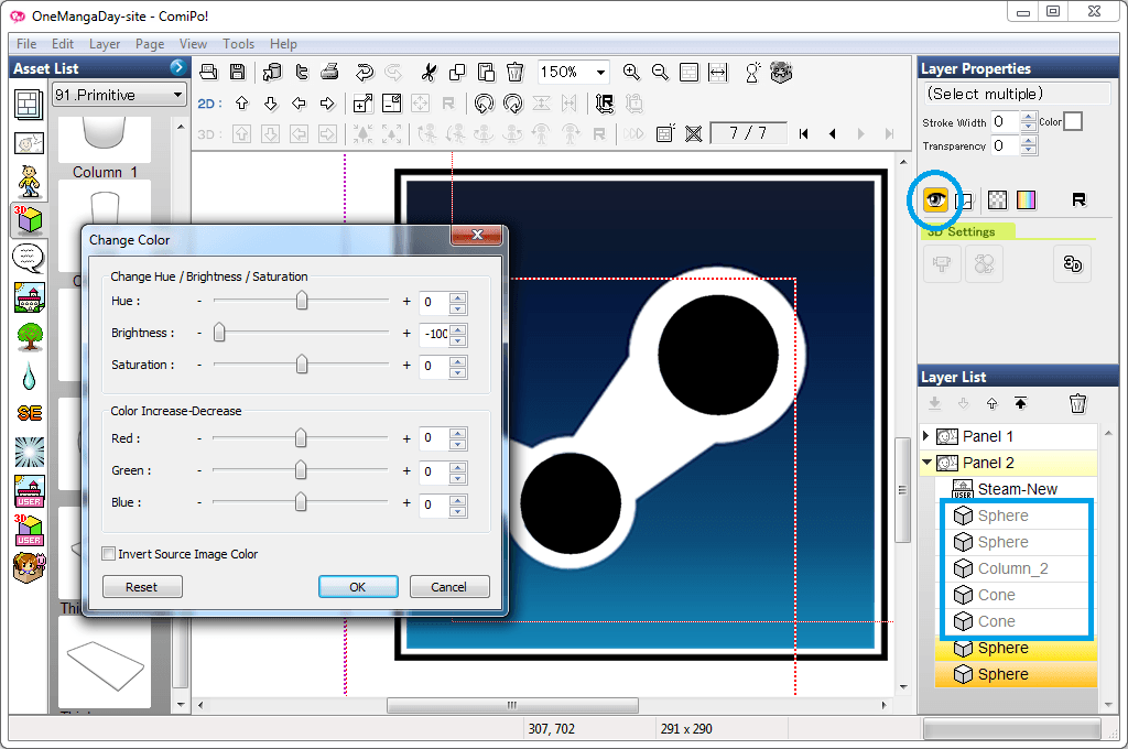 Comipo: Hole spheres