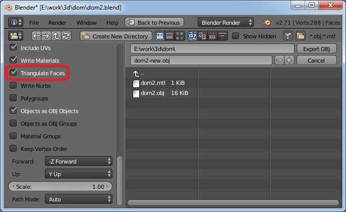 Correct export in Blender for Comipo
